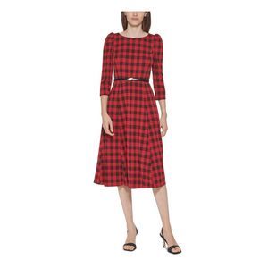Calvin Klein Dresses Calvin Klein Womens Red Belted Shirred